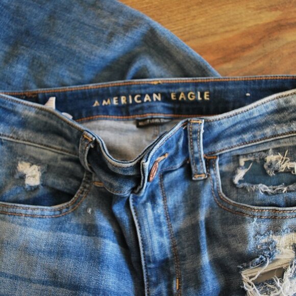 American Eagle Next Level Stretch Hi Rise Jegging Destroyed 8 Short     -mw10a - Picture 7 of 8